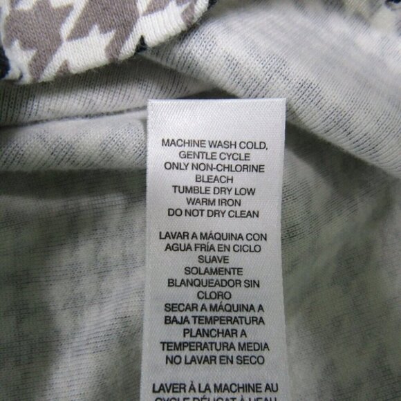 Chicos Plaid Houndstooth Cream Black Taupe Top Size M 1 Long Sleeve 100% Cotton - Picture 7 of 8